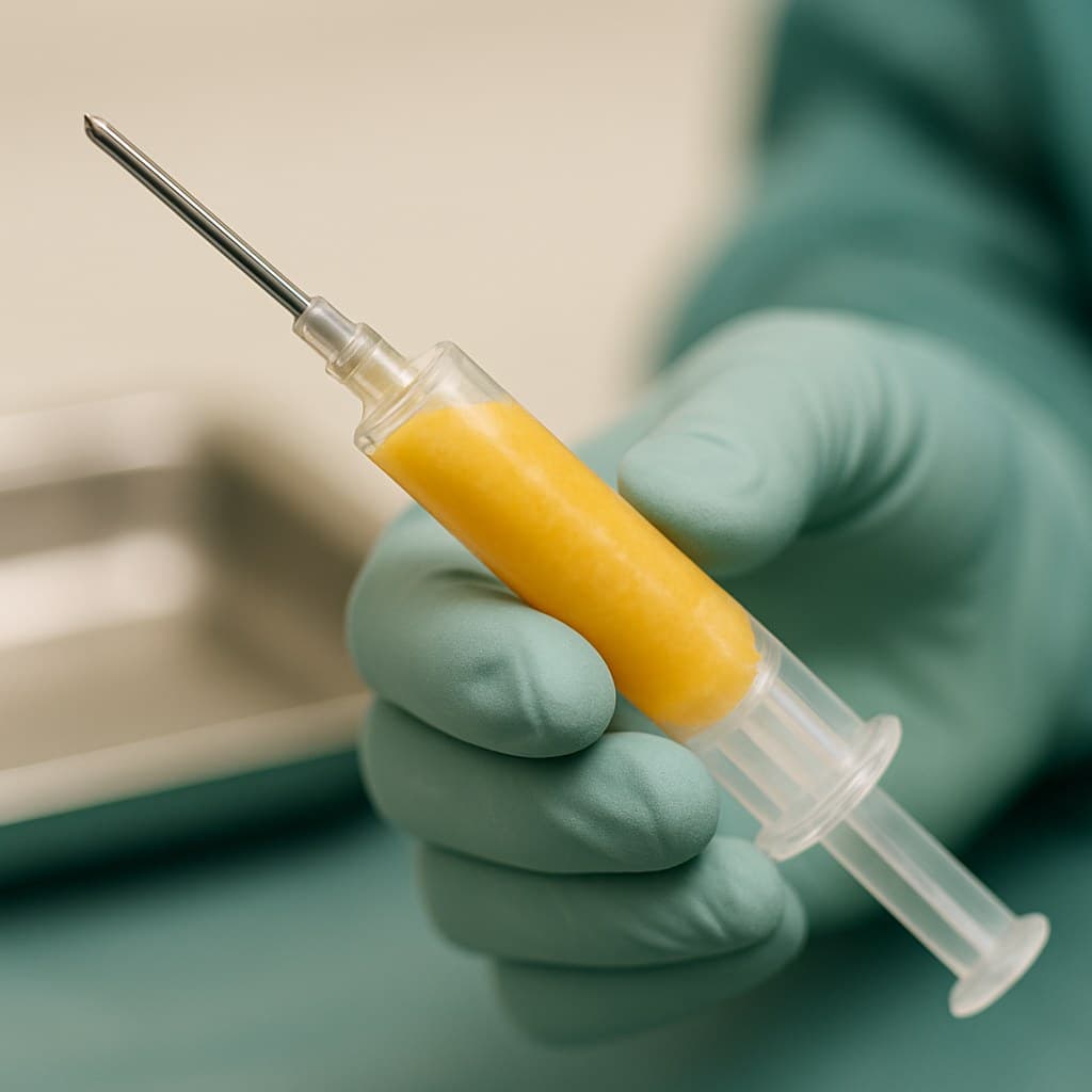 Clinical tray image representing fat grafting precision