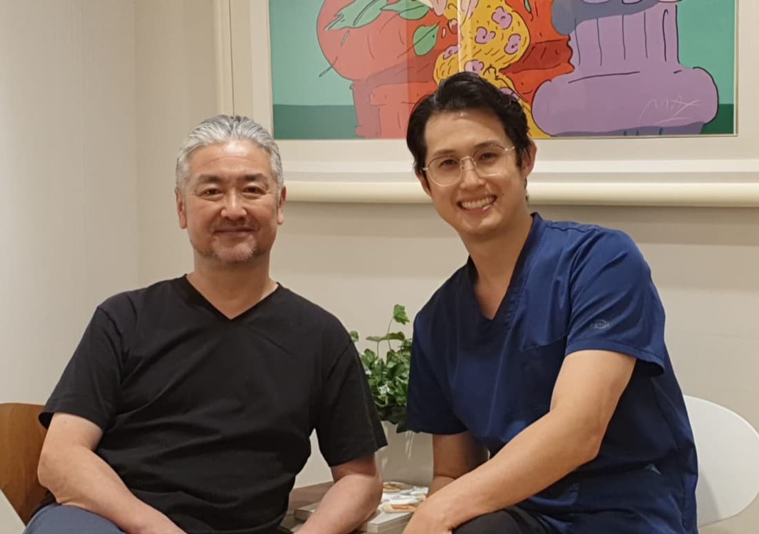 Dr Jeremy Sun with Dr Yasushi Sugawara during rhinoplasty training